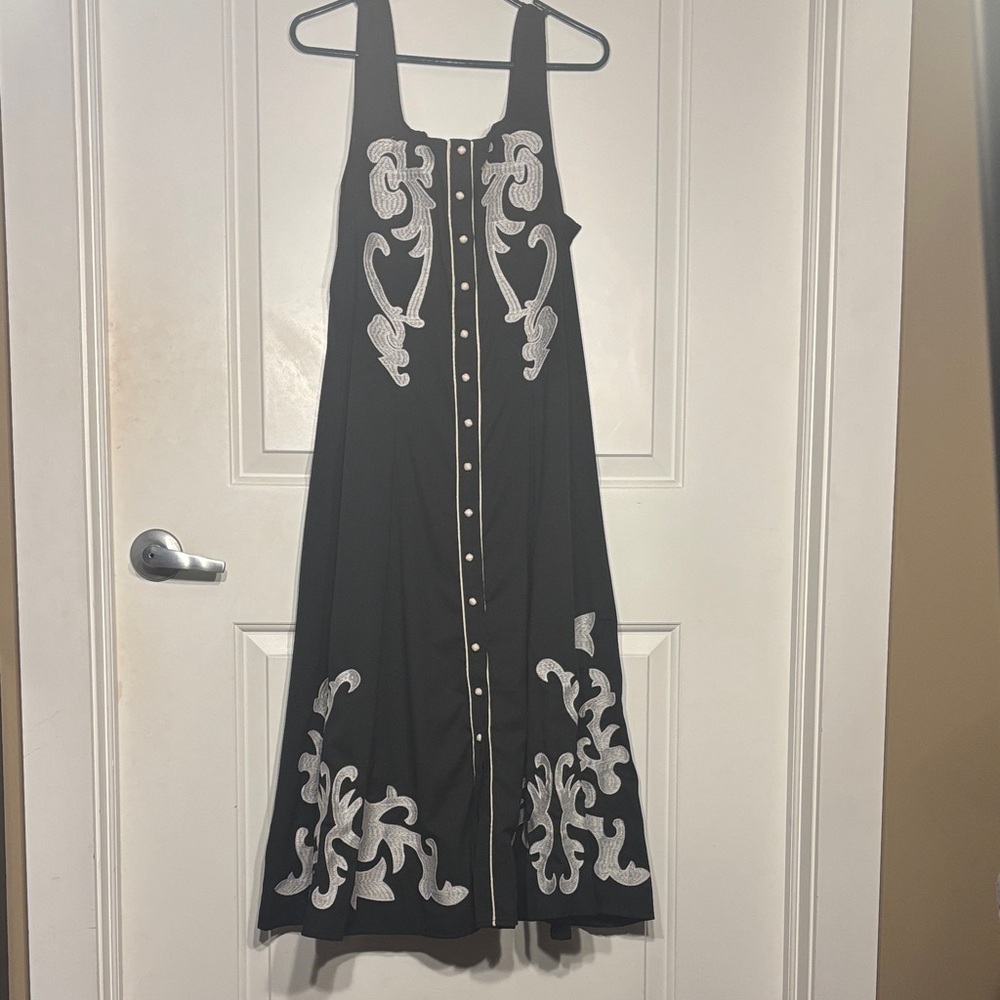 Black Embroidered Button-Front Sundress - Classic Women’s Dress